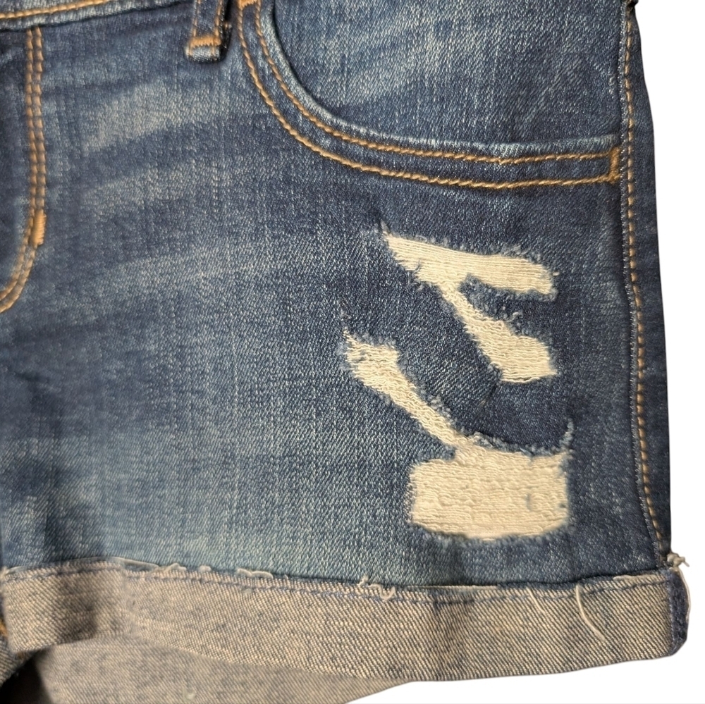 New Hollister Women's Blue Jean Denim Shorts Distressed Style Low Rise Fitted - Picture 5 of 9